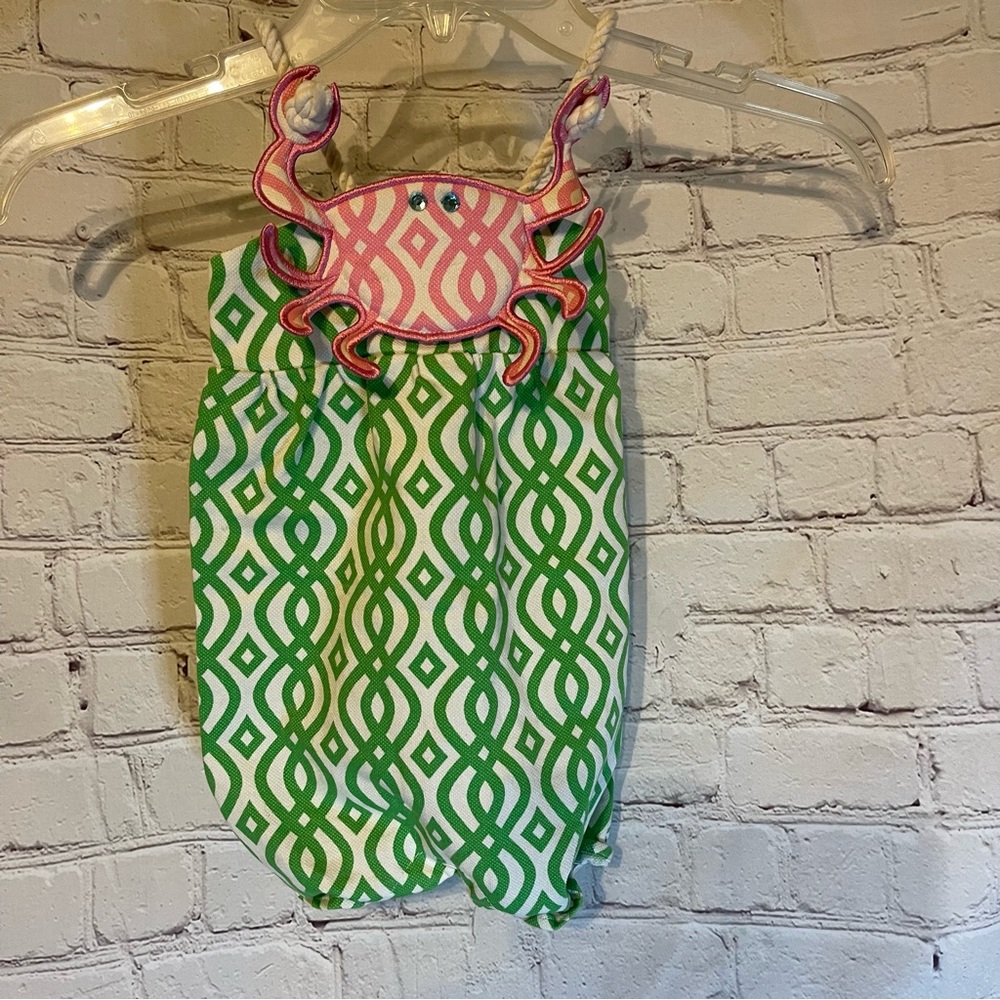 Mud Pie crab theme bubble romper, 9-12M